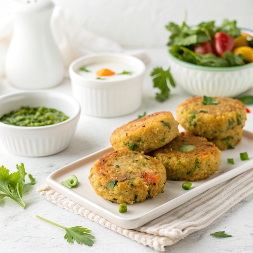 Golden air-fried poha cutlets served with mint chutney