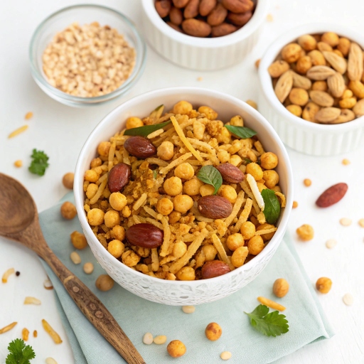 Chivda-Style Roasted Chana & Peanut Mix (No Oil) Bowl of roasted chickpeas, peanuts, curry leaves and spices