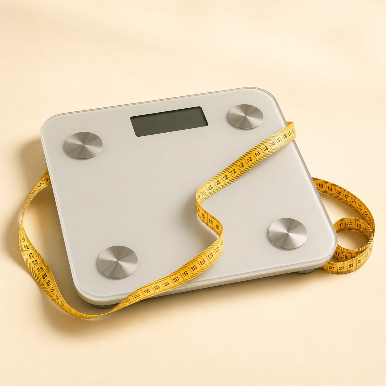 Weighing scale with measuring tape