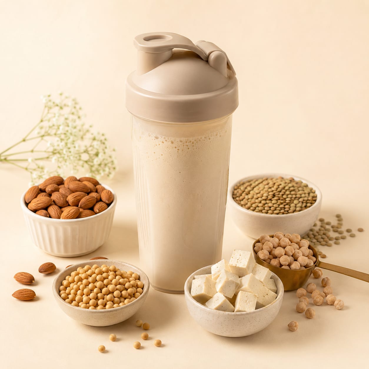 Protein shaker with almonds